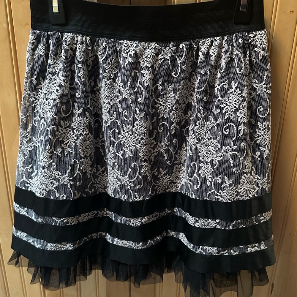 Joe B Black & Lacey Skirt w/Velvet Stripes and Black Shimmery